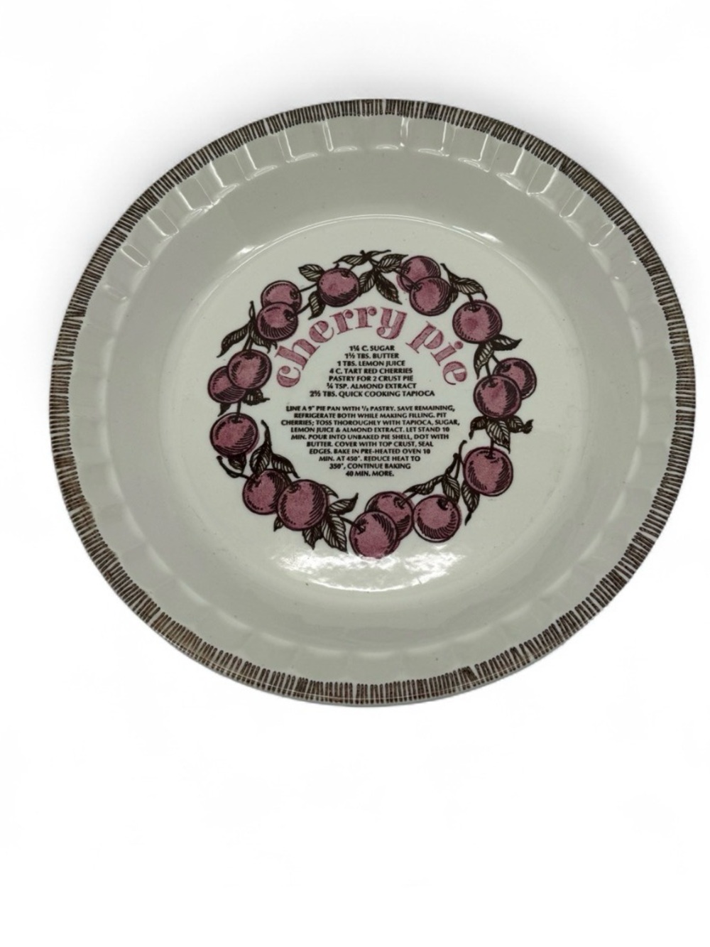 Vintage Royal China Jeannette Cherry Pie Recipe Plate Dish USA Retro Kitchen